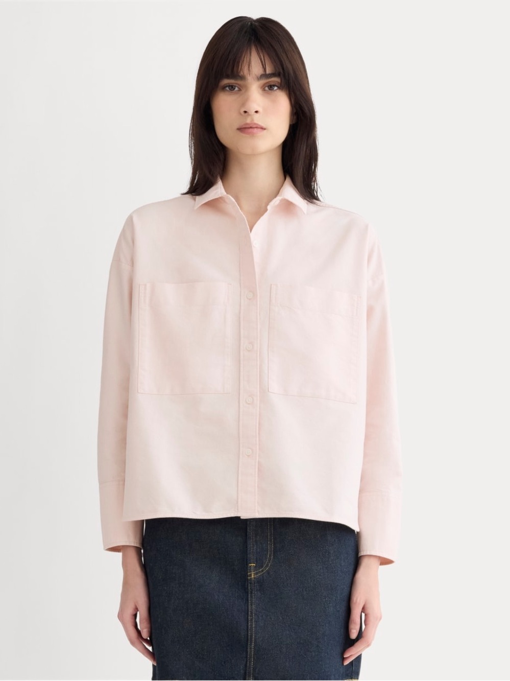 Everlane The Boxy Oxford Organic Cotton Shirt Size XL Pink